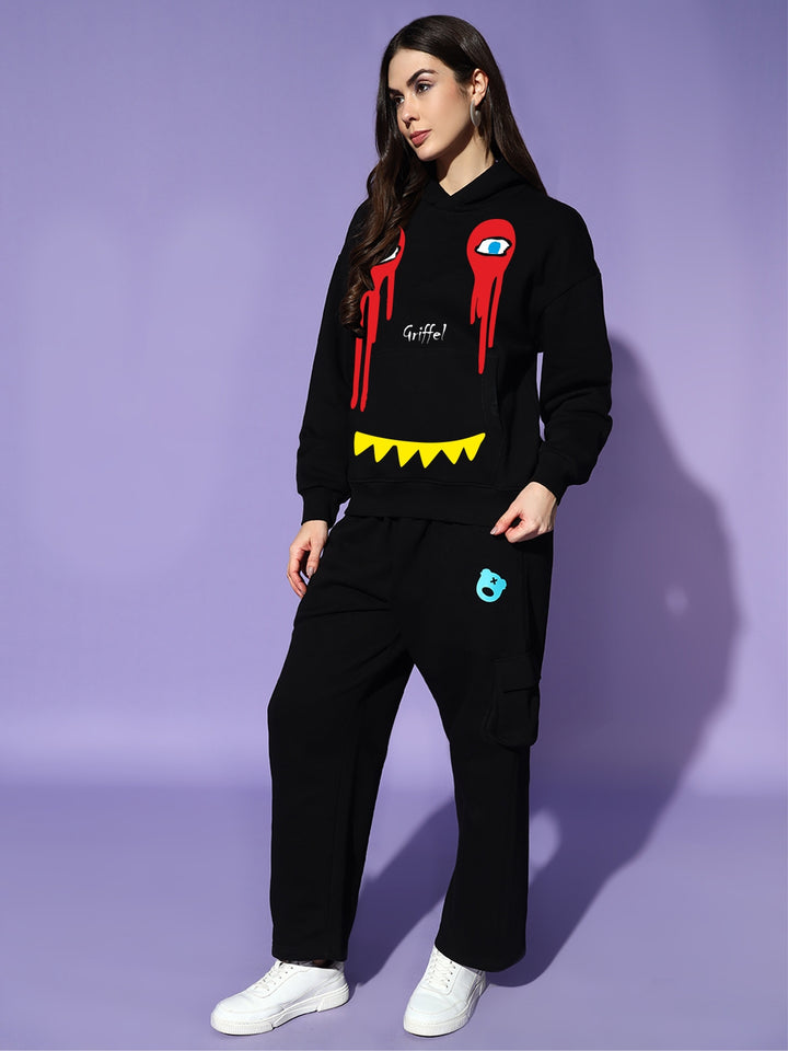 Street Monster Oversized Cotton Fleece Black Hoodie 😈