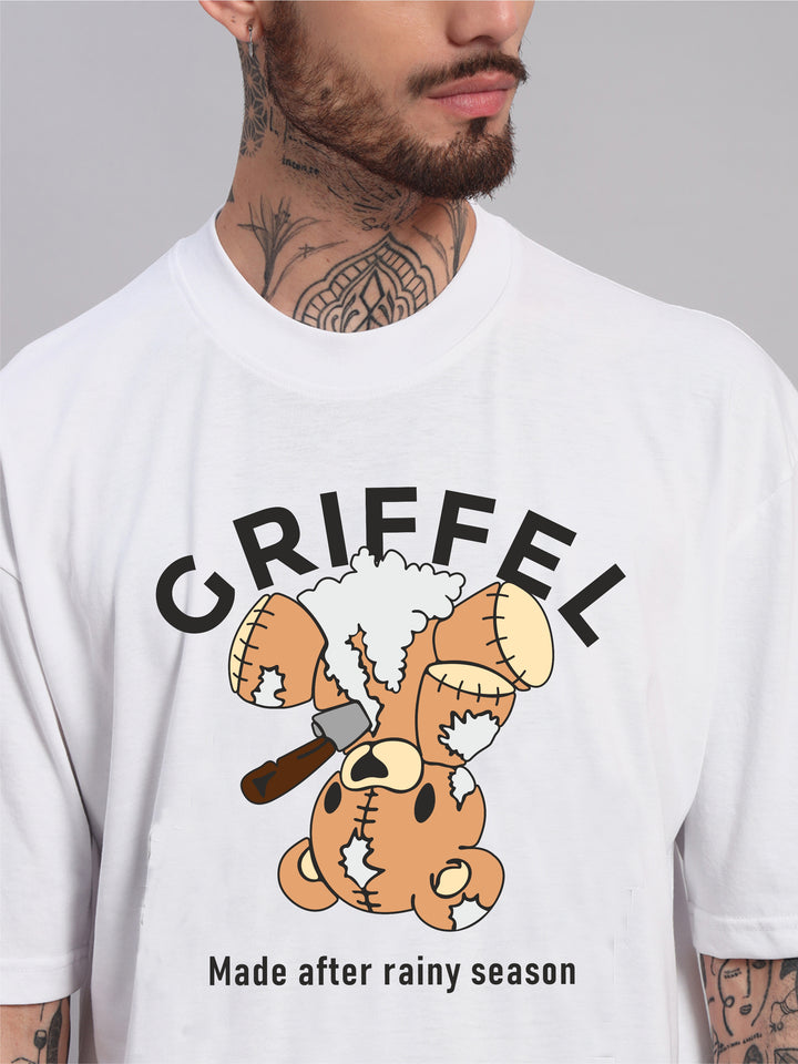 Teddy in Rain OVERSIZED Cotton T-SHIRT 🌧️