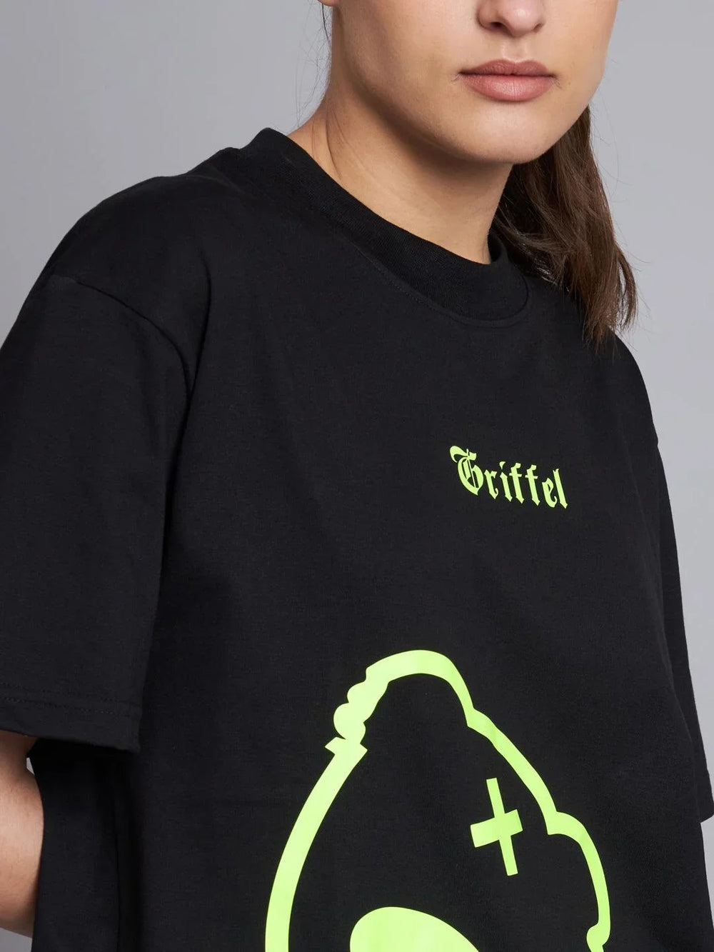 GRIFFEL Women Black Printed Oversized Loose fit T-shirt and Trackpant Set - griffel