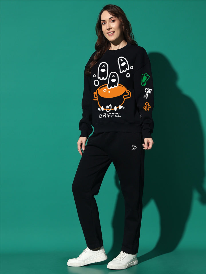 Soul Soup Cotton Fleece Black round neck Sweatshirt 🍜