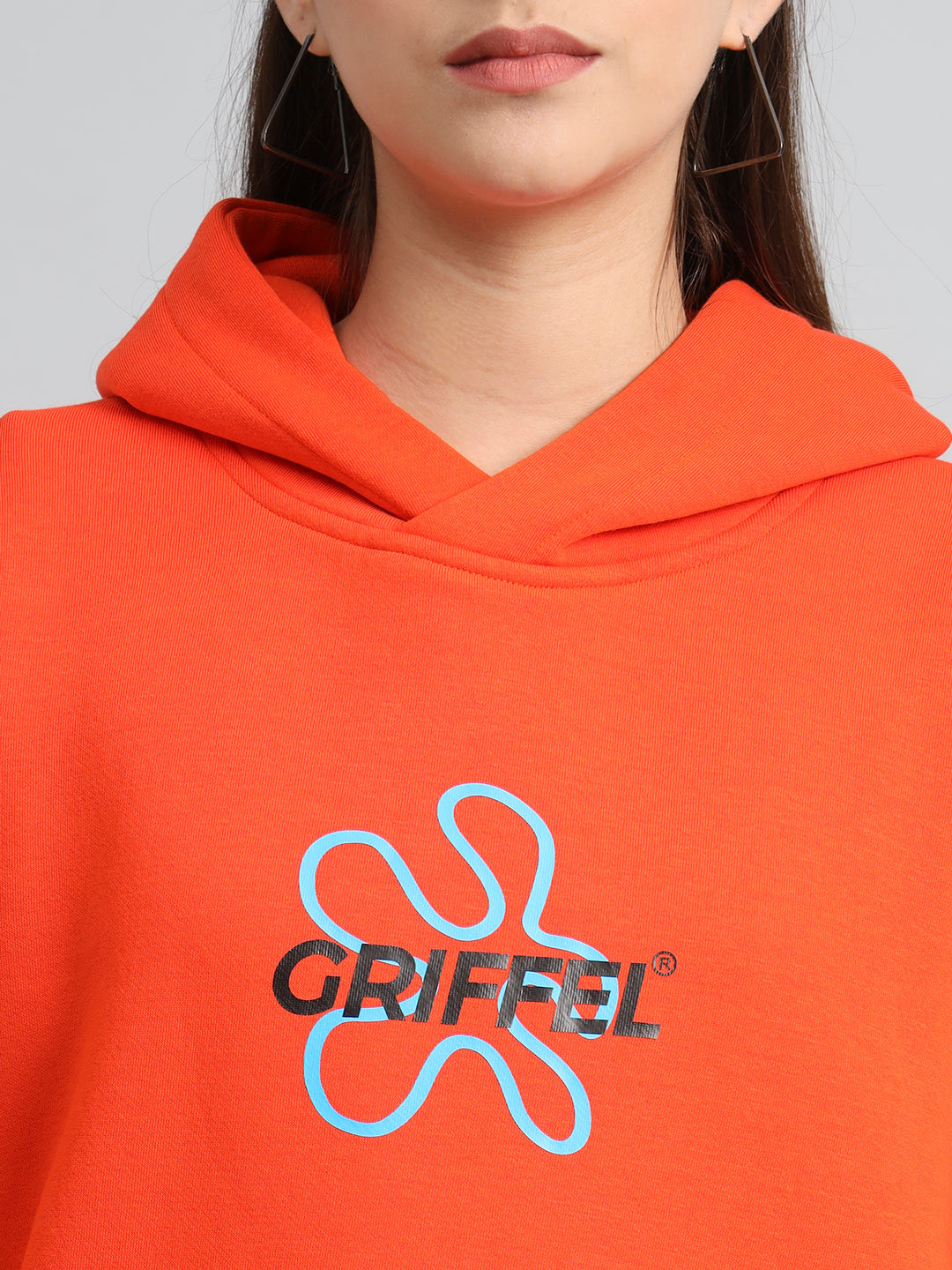 Griffel Women Oversized Fit No One Saves You Orange 100% Cotton Fleece Hoodie and trackpant - griffel