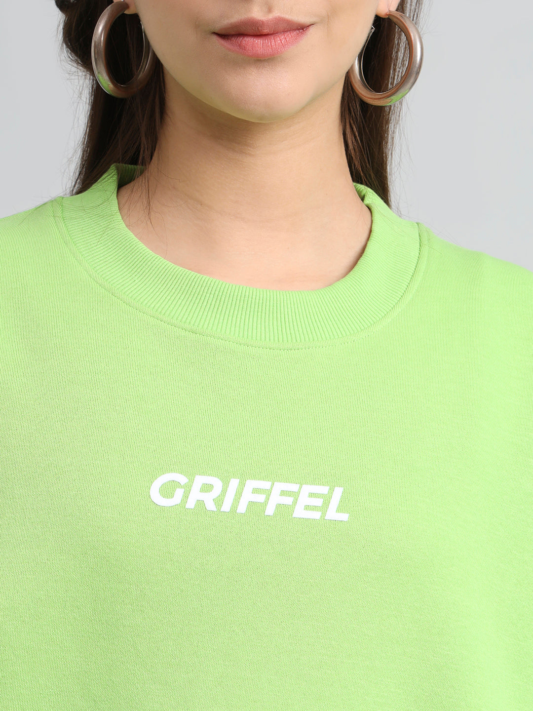 Griffel Women Oversized Fit Typography Print Round Neck 100% Cotton Fleece Parrot Tracksuit - griffel