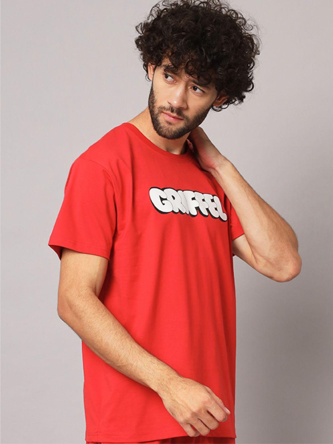 GRIFFEL Men Printed Red Regular fit T-shirt - griffel