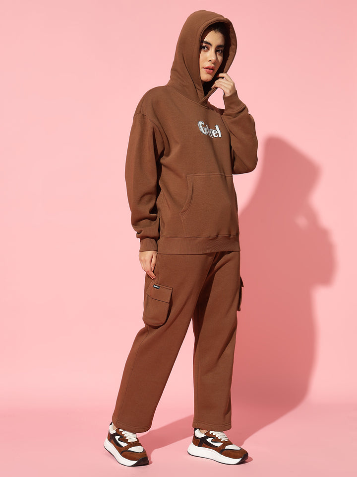 Island Dark brown Oversized Round Neck Tracksuit