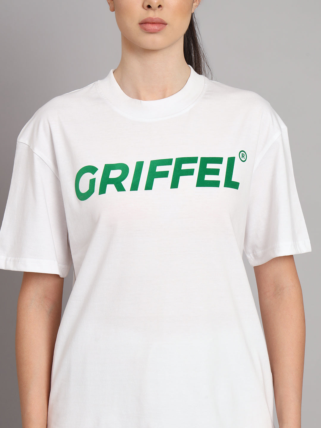 GRIFFEL Women Printed Loose fit White T-shirt - griffel