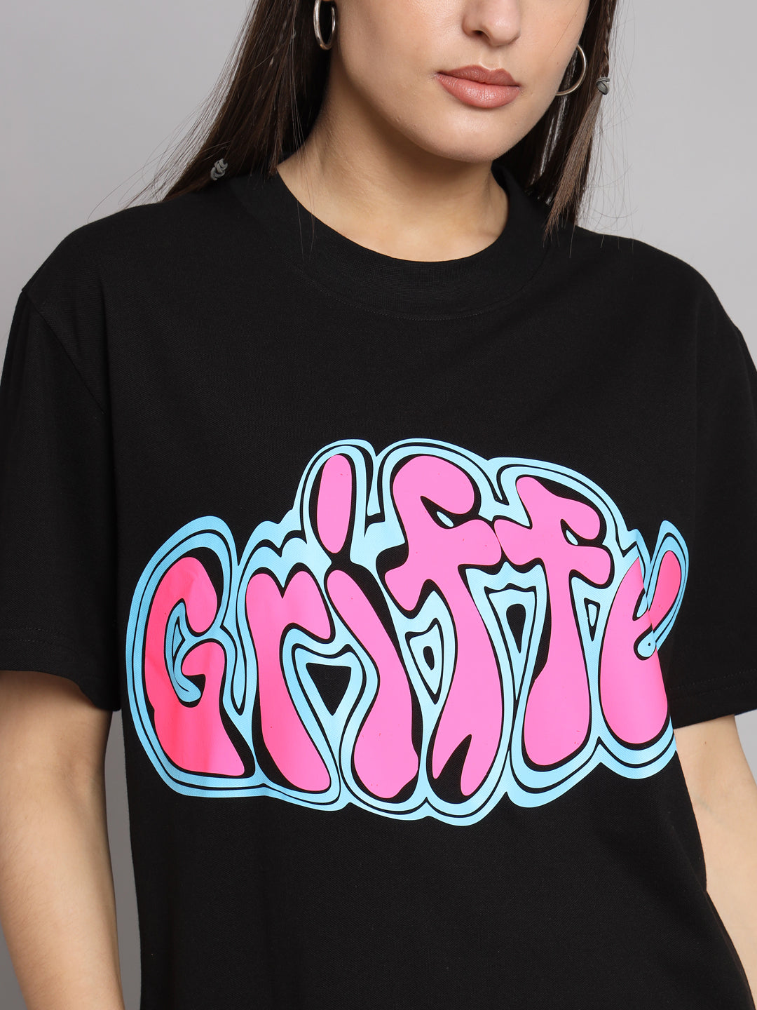GRIFFEL Women GRIFFEL CANDY Printed Loose fit Black T-shirt - griffel