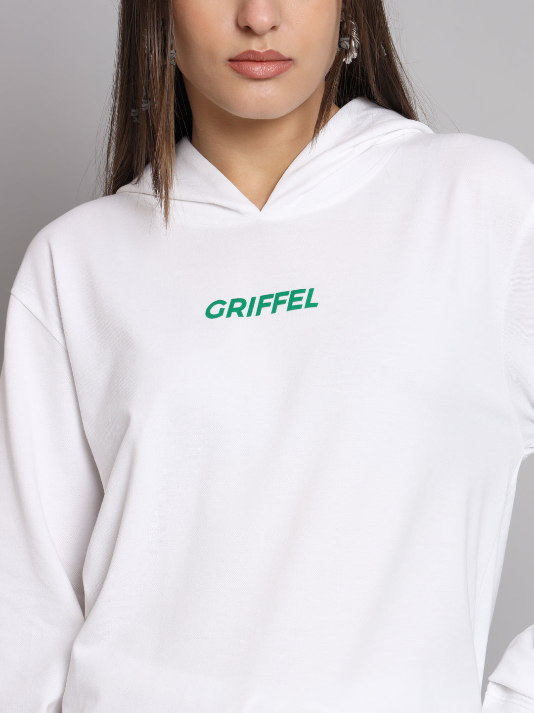 Griffel Women Solid Cotton Matty Basic Hoodie and Joggers Full set White Tracksuit