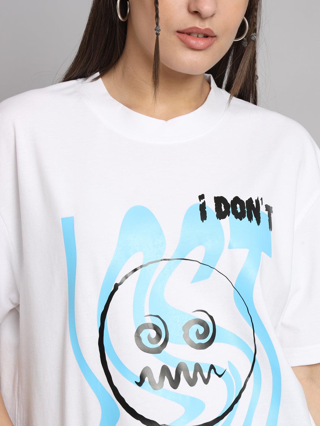 GRIFFEL Women I DON'T WANNA BE Printed Loose fit White T-shirt