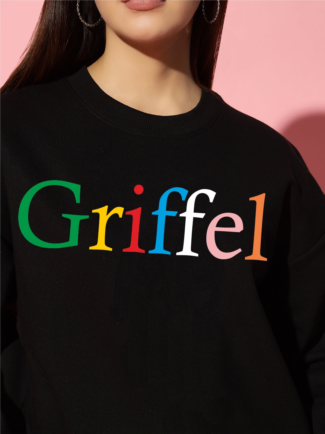 Colour Code Cotton Fleece Black round neck Sweatshirt 🌈