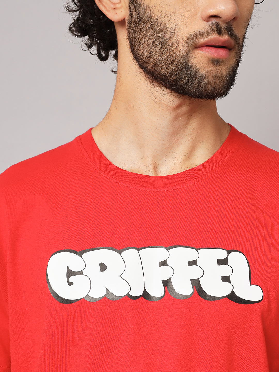 GRIFFEL Men Printed Red Regular fit T-shirt - griffel