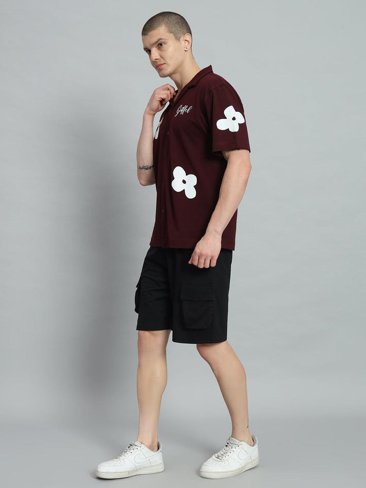 GRIFFEL Printed Bowling Shirt and Shorts Set