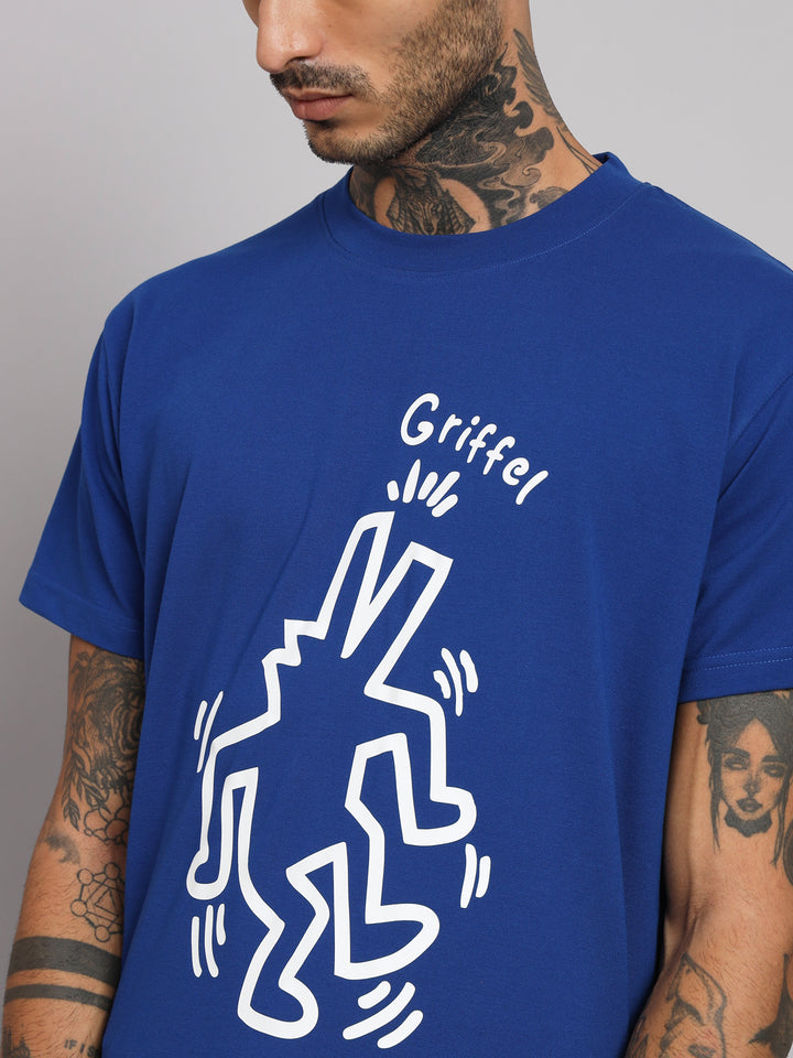 GRIFFEL Men Printed Royal Regular fit Cotton T-shirt
