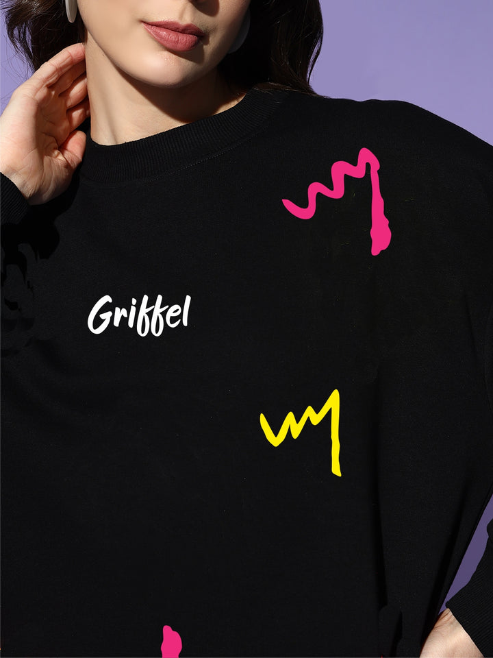 Threads Oversized Cotton Fleece Black round neck Sweatshirt🧵