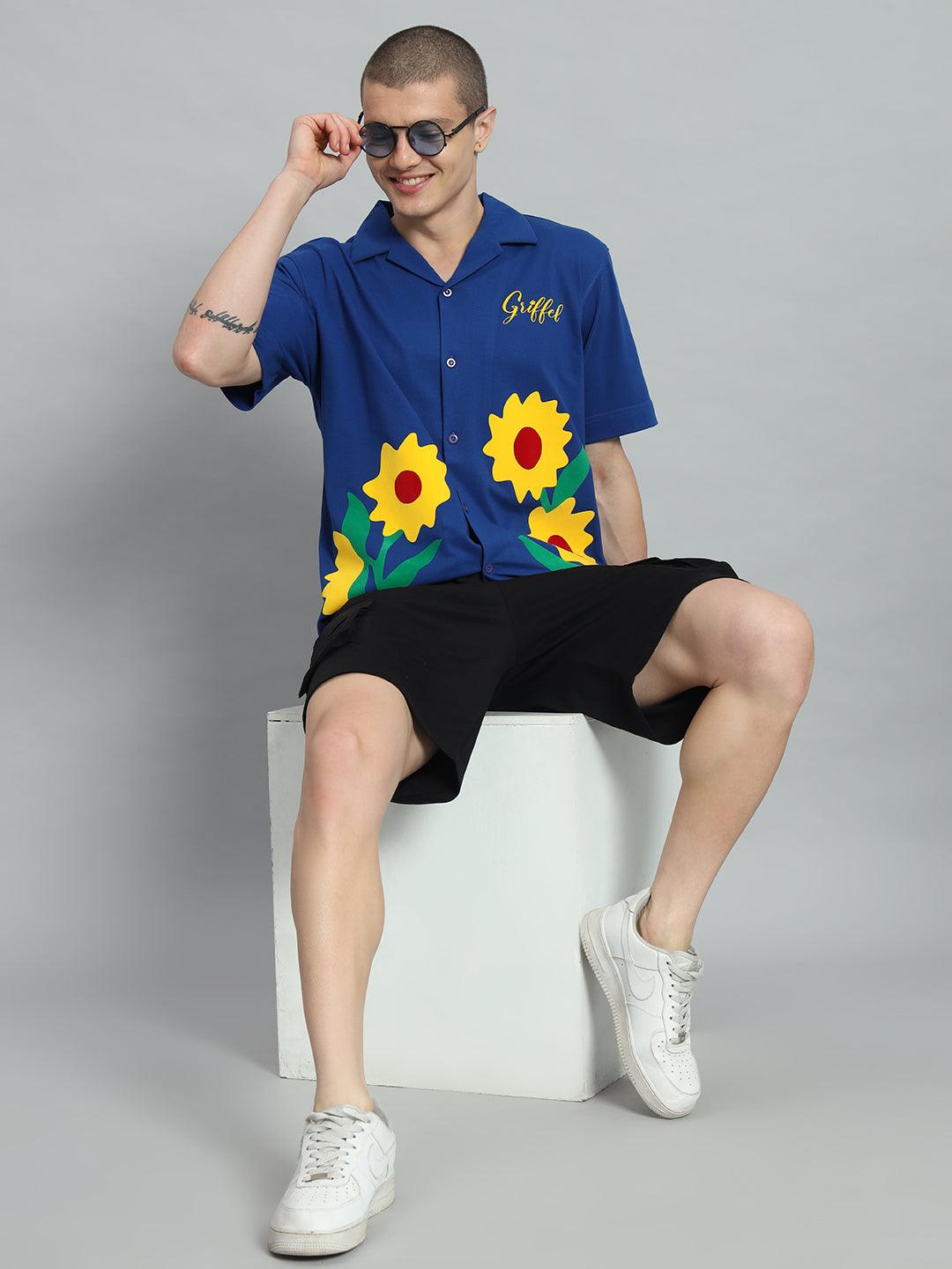 GRIFFEL Printed Bowling Shirt and Shorts Set