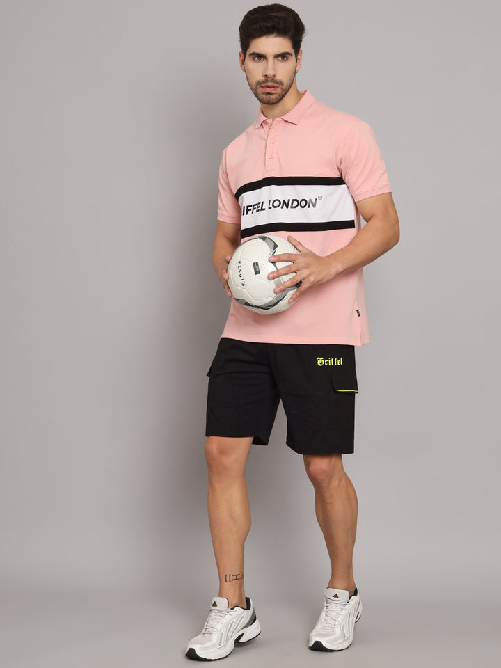 GRIFFEL Men's Pink Cotton Polo T-shirt - griffel