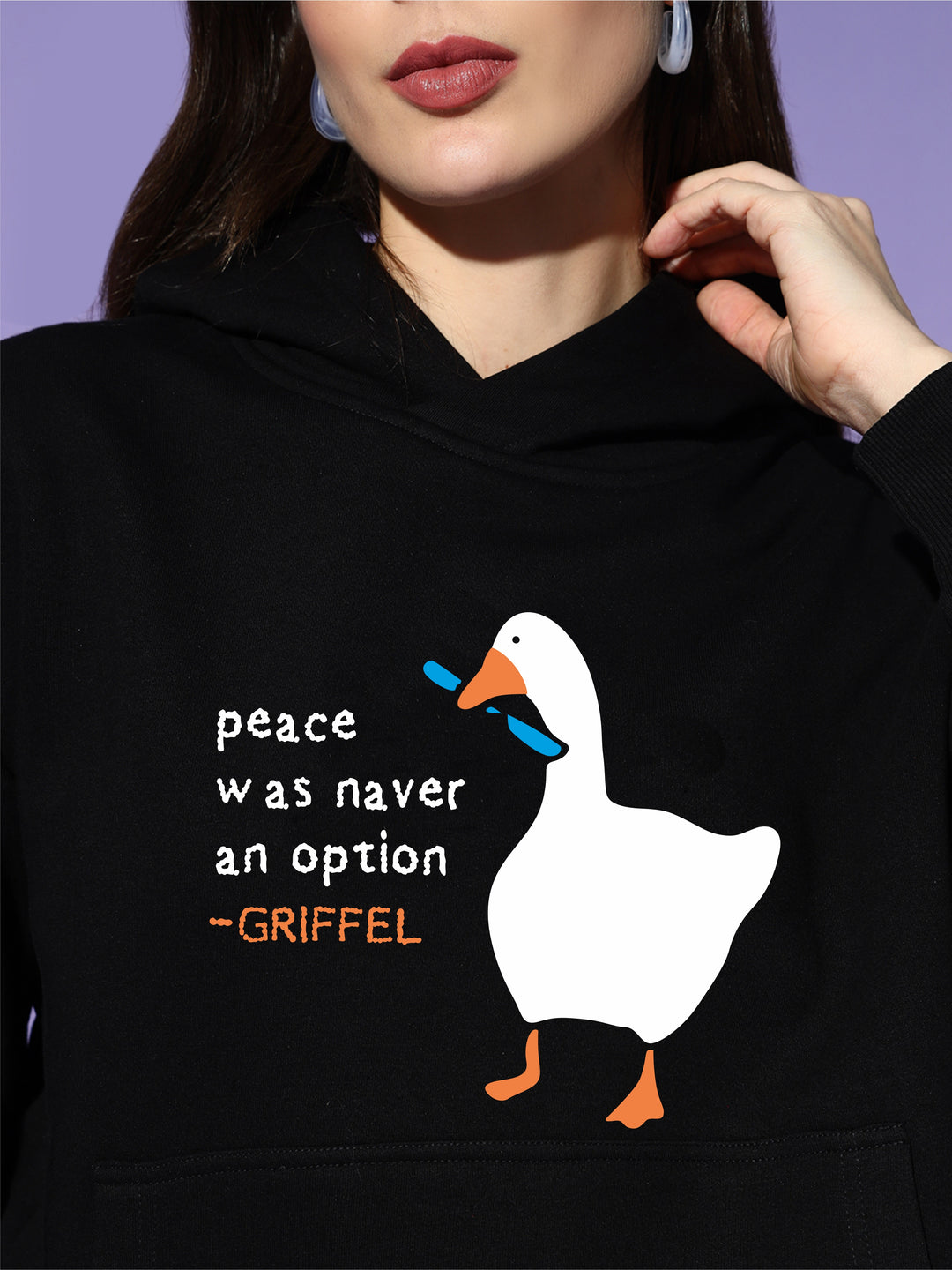 Peaceful Duck Oversized Cotton Fleece Hoodie 🦆