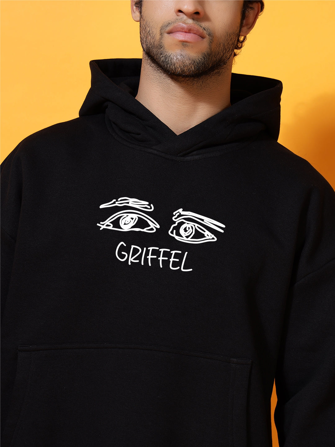 In your Eyes Oversized Black Cotton Fleece Hoodie 👀