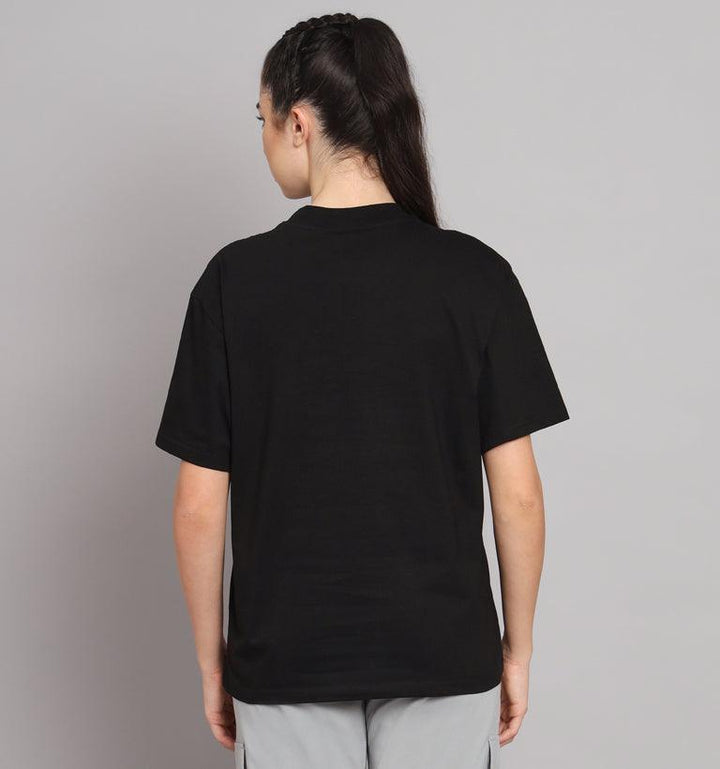 GRIFFEL Women Printed Loose fit Black T-shirt - griffel