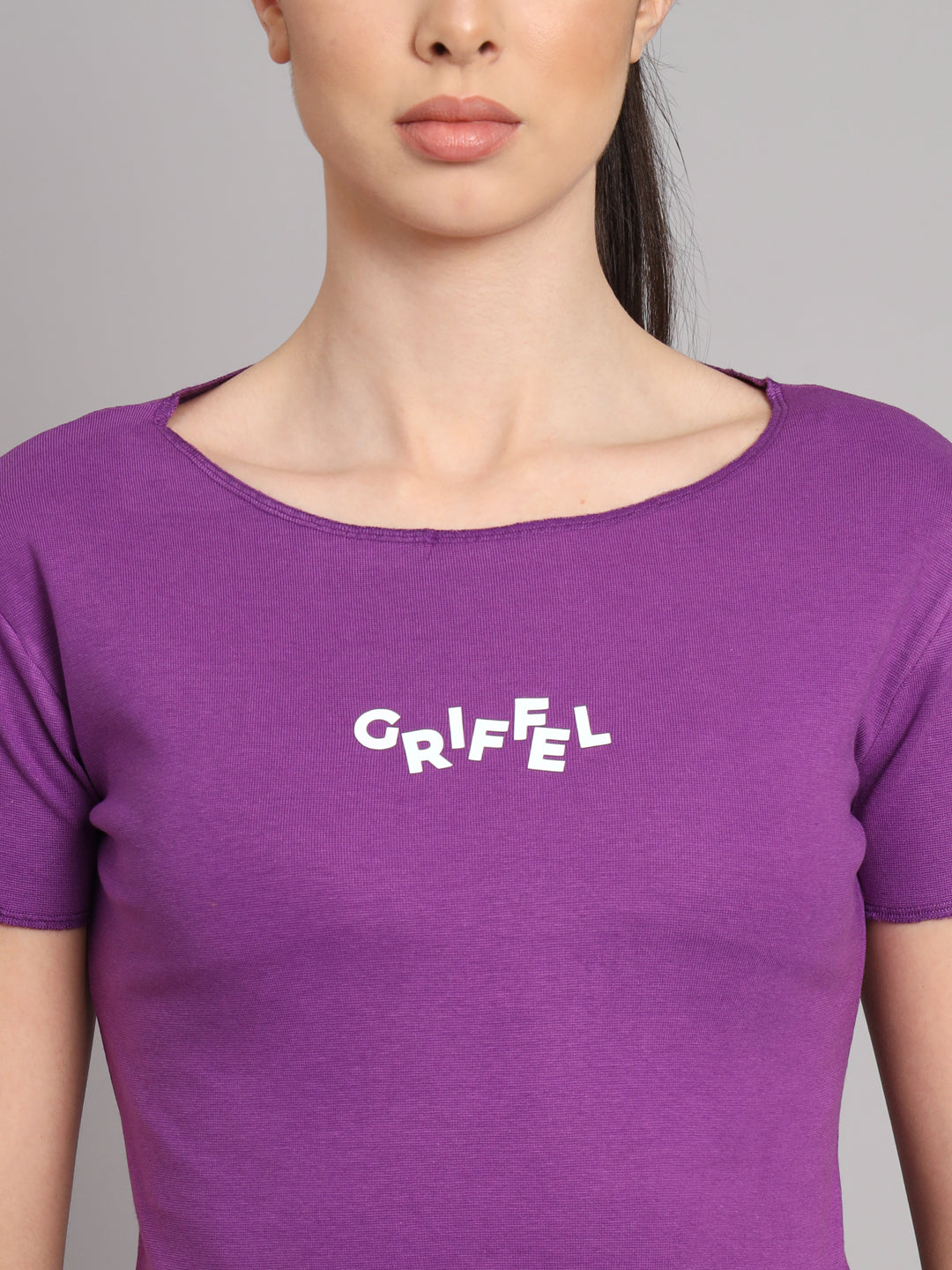 GRIFFEL Women Printed Slim fit Purple T-shirt and Palazo Pant Set - griffel