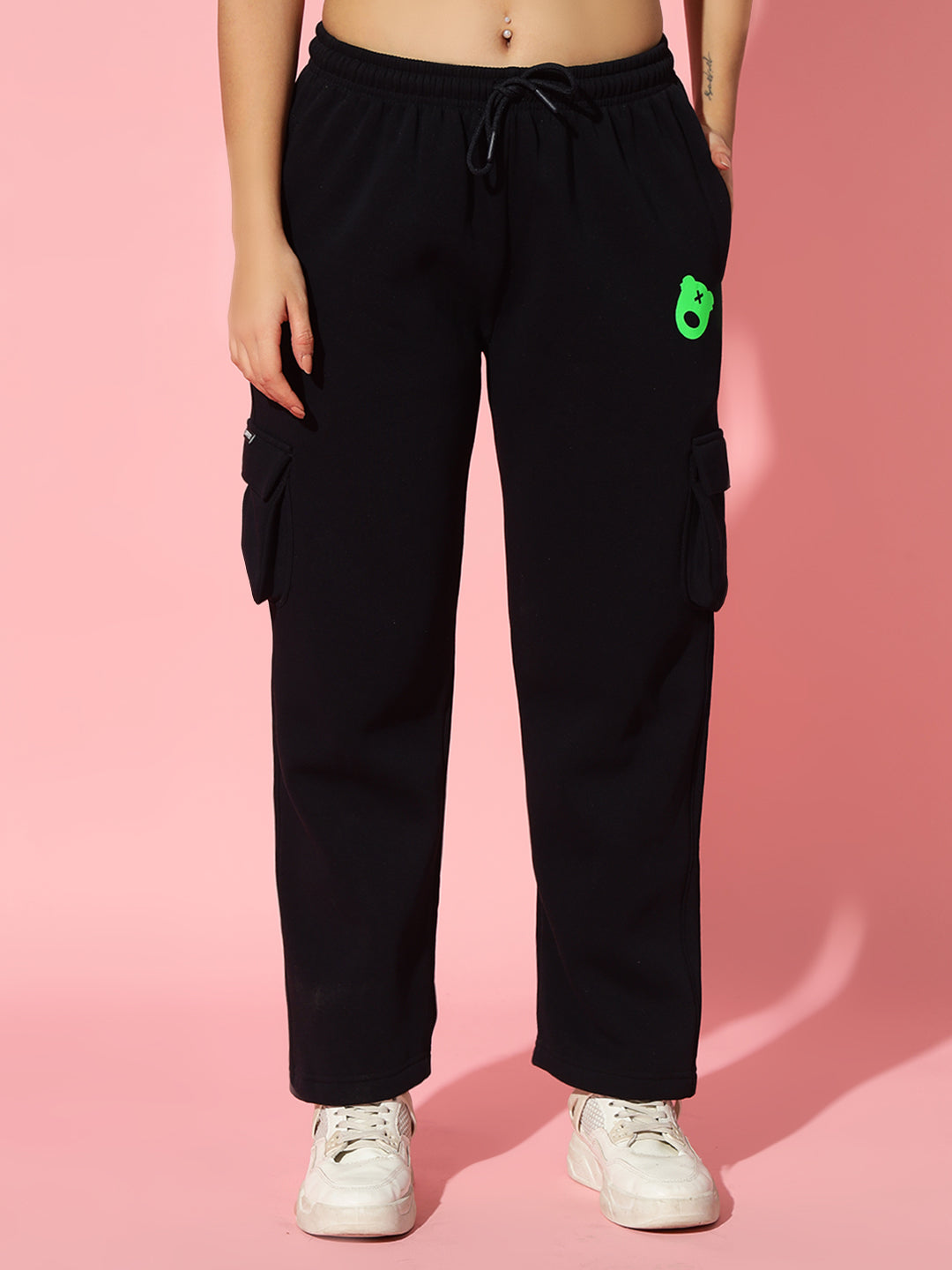 To the Moon Black Oversized Round Neck Tracksuit