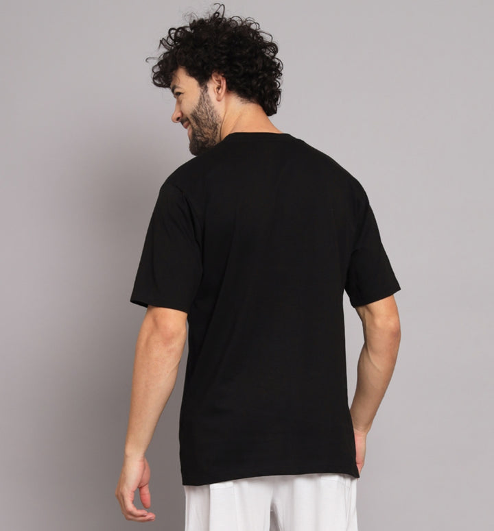 GRIFFEL Men Printed Black Signature logo Oversized T-shirt - griffel
