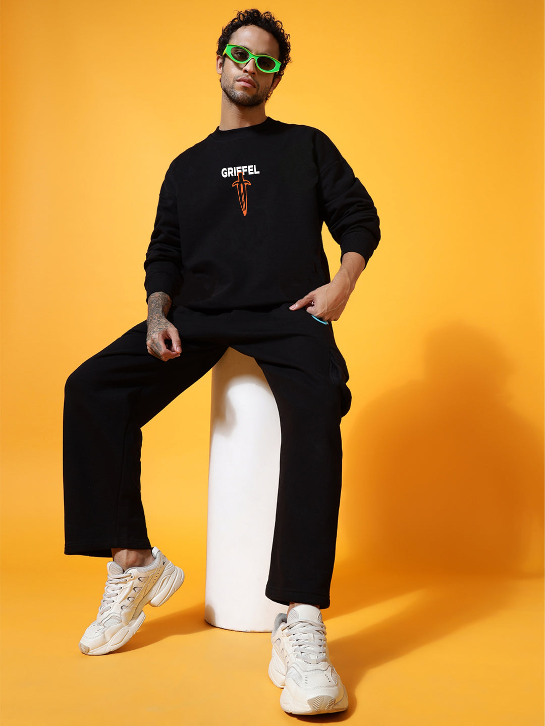 Dagger Strike Oversized black Cotton Fleece round neck Sweatshirt 🗡️