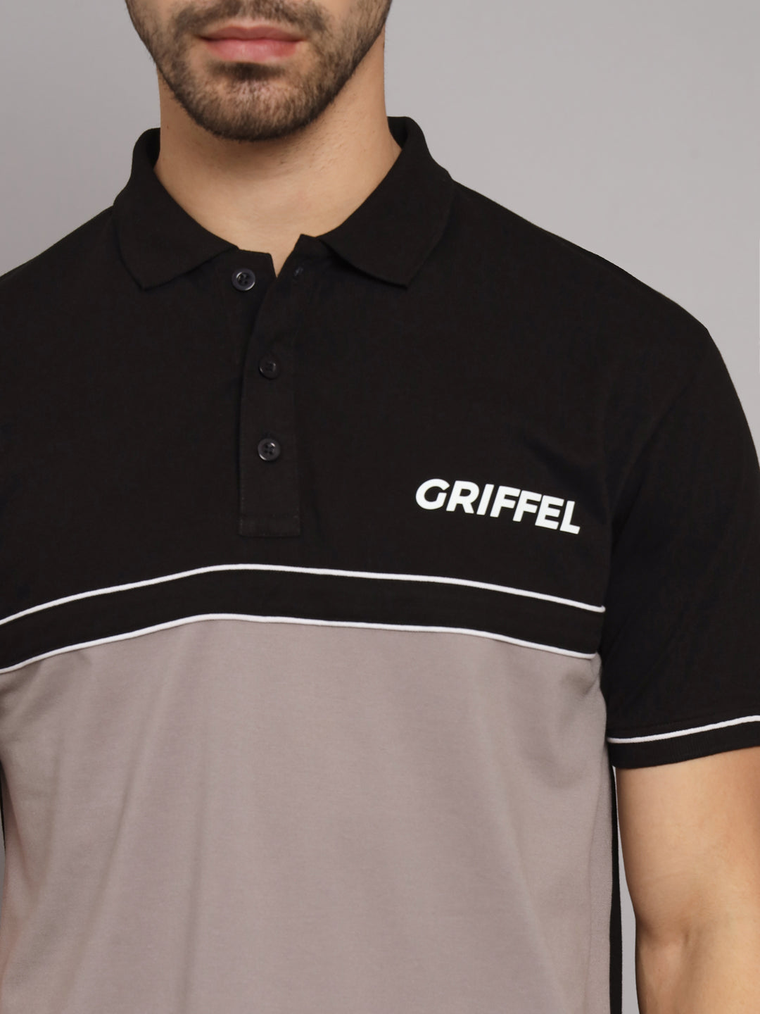 GRIFFEL Men's Beige Cotton Polo T-shirt - griffel