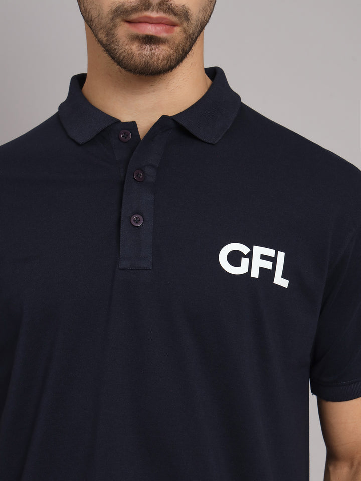 GRIFFEL Men's Black Cotton Polo T-shirt - griffel