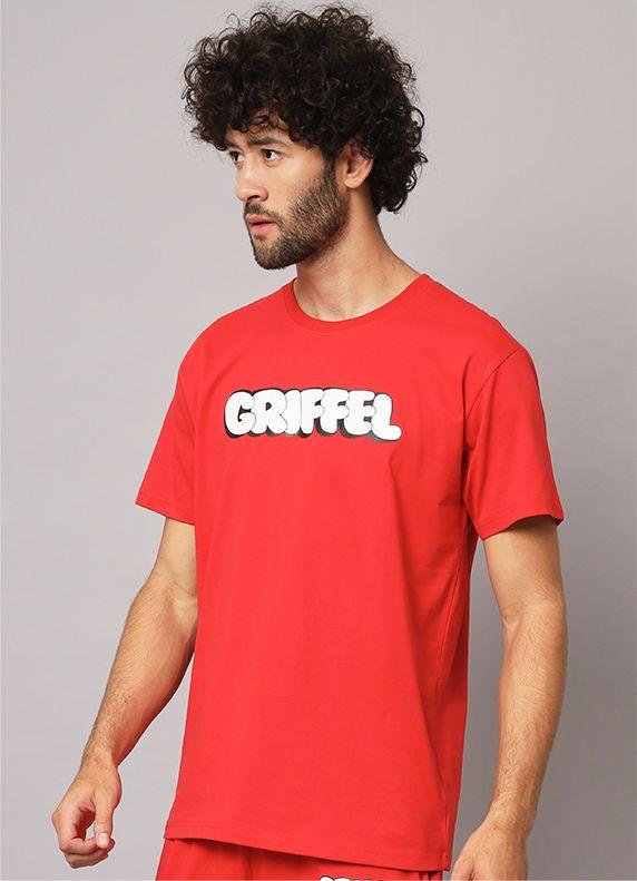 GRIFFEL Men Printed Red Regular fit T-shirt - griffel