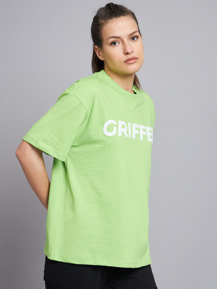 GRIFFEL Women SIGNATURE LOGO oversized Drop Shoulder Neon green T-shirt - griffel