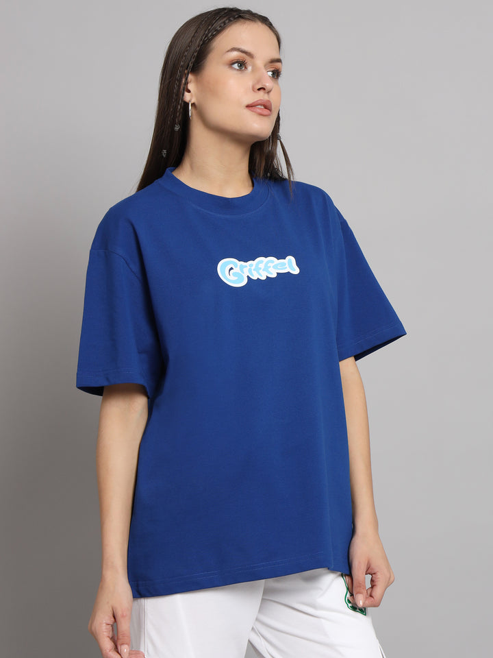 GRIFFEL Women I SAY MORE Printed Loose fit Royal T-shirt
