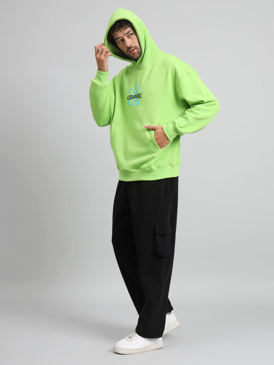 Griffel Men Oversized Fit No One Saves You Parrot 100% Cotton Fleece Hoodie and trackpant - griffel