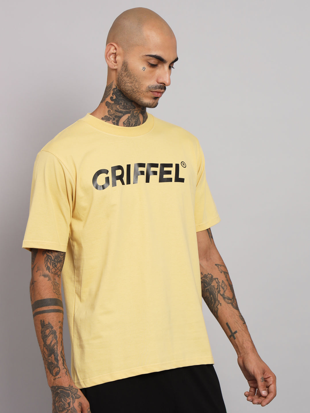 GRIFFEL Men Printed Yellow Loose fit T-shirt - griffel