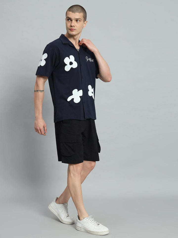 GRIFFEL Printed Bowling Shirt and Shorts Set