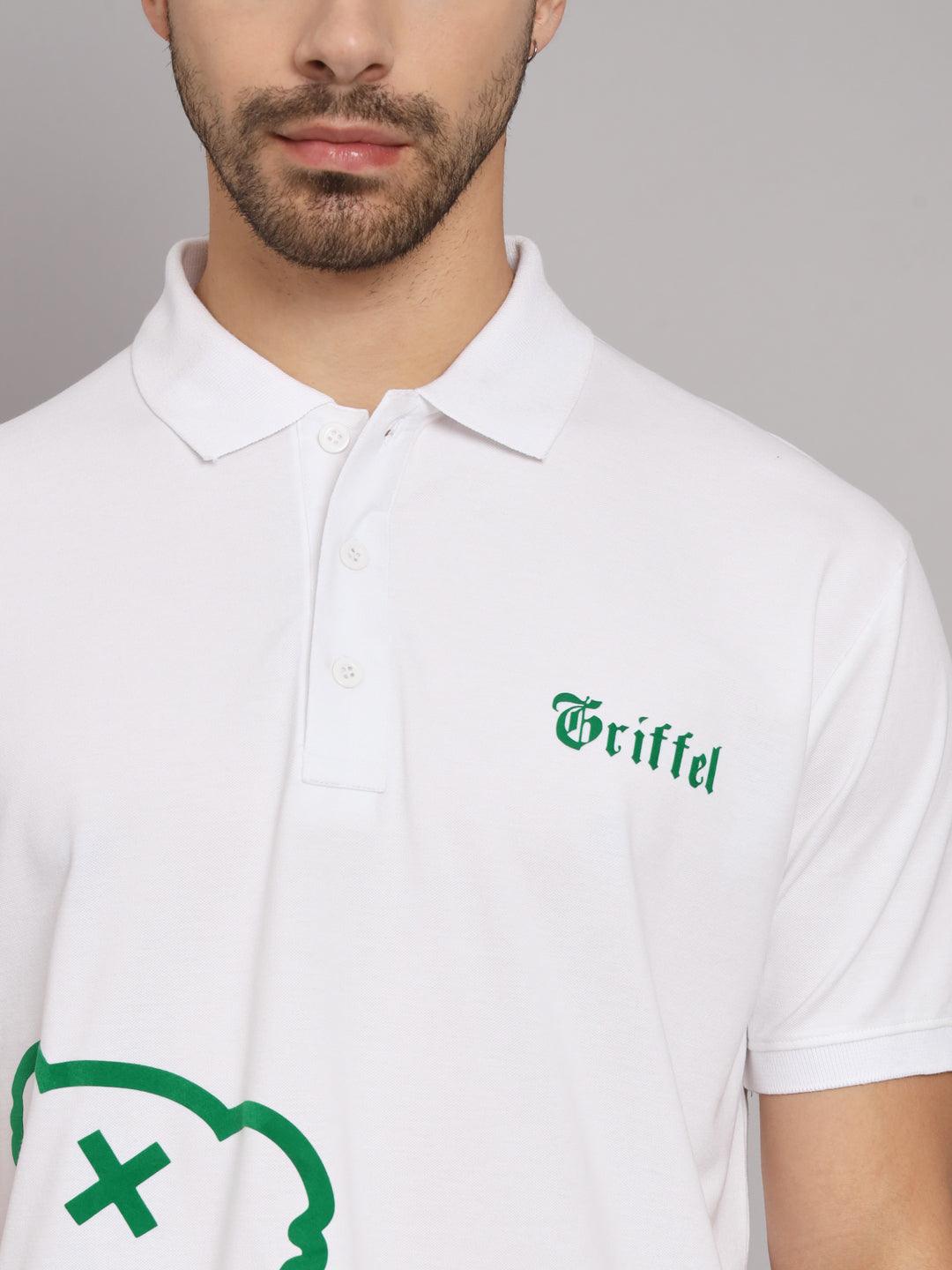 GRIFFEL Men's White Cotton Polo T-shirt - griffel