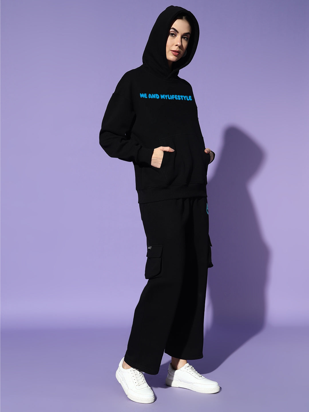 LIFE STYLE oversized cotton fleece tracksuit