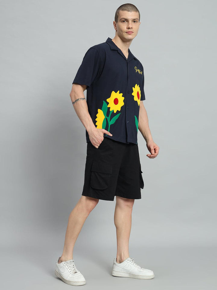 GRIFFEL Printed Bowling Shirt and Shorts Set