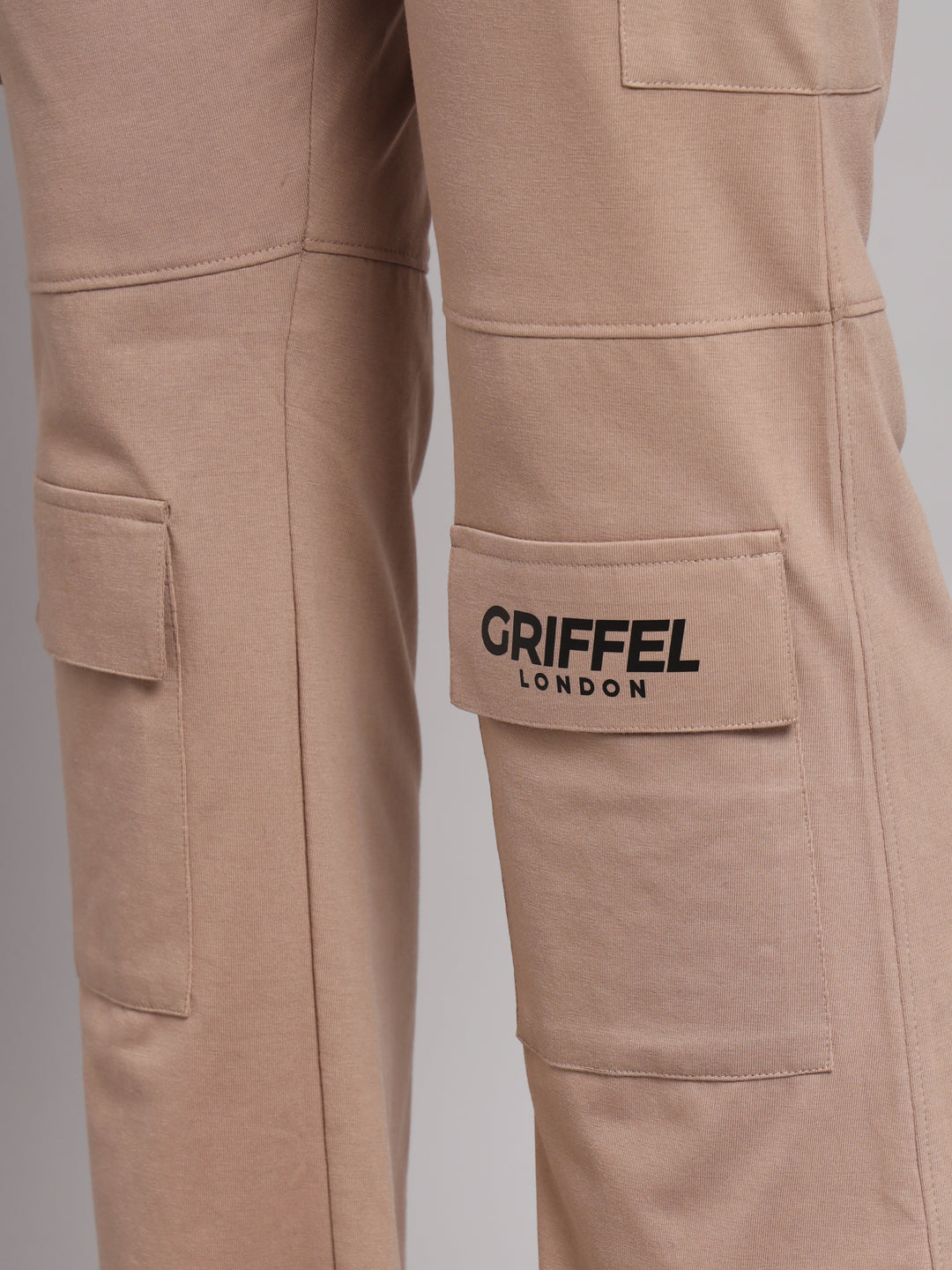 Griffel Women’s Front Teddy Logo 6 Pocket Camel Browm Trackpant - griffel