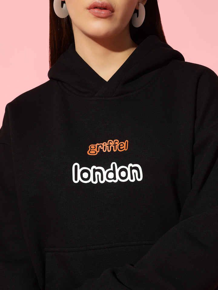 Flower London Black Oversized Hoodie Neck Tracksuit