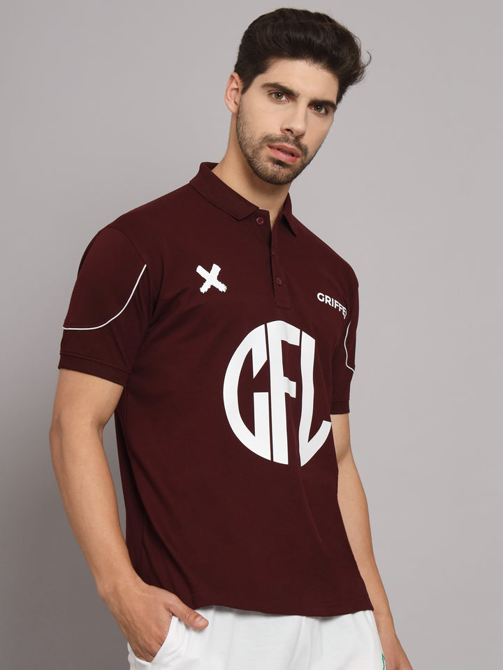 GRIFFEL Men's Maroon Cotton Polo T-shirt - griffel