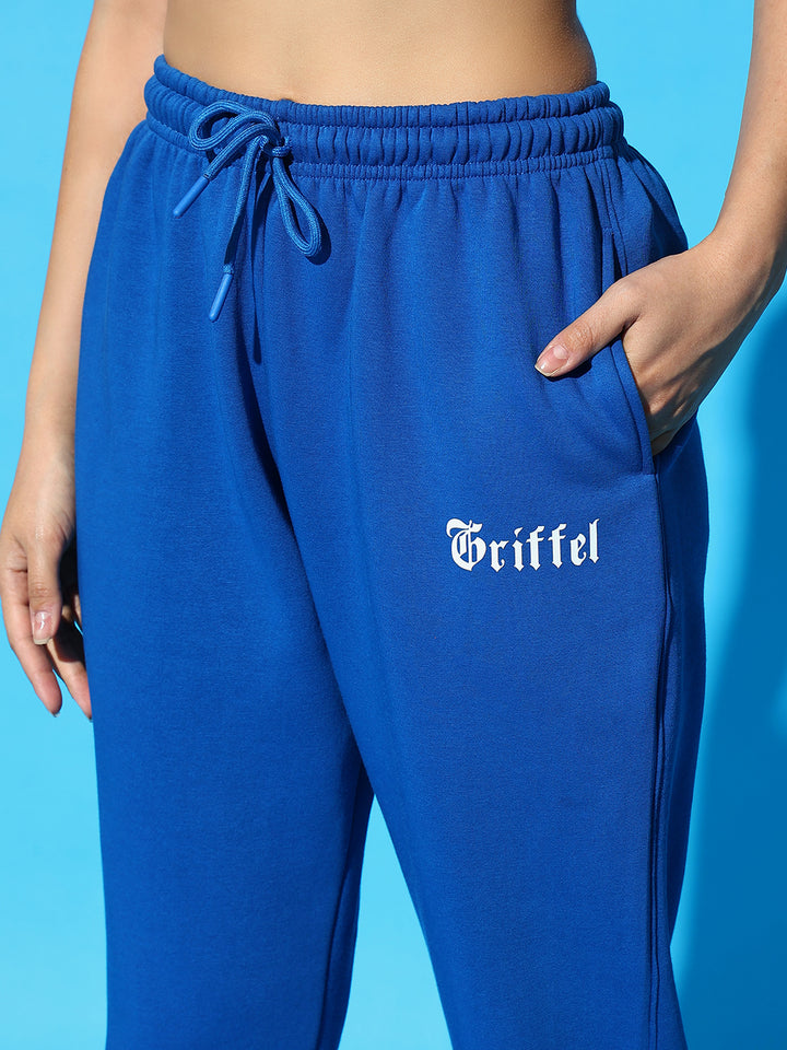 Griffel Women’s Front Logo Basic Solid Royal Trackpant