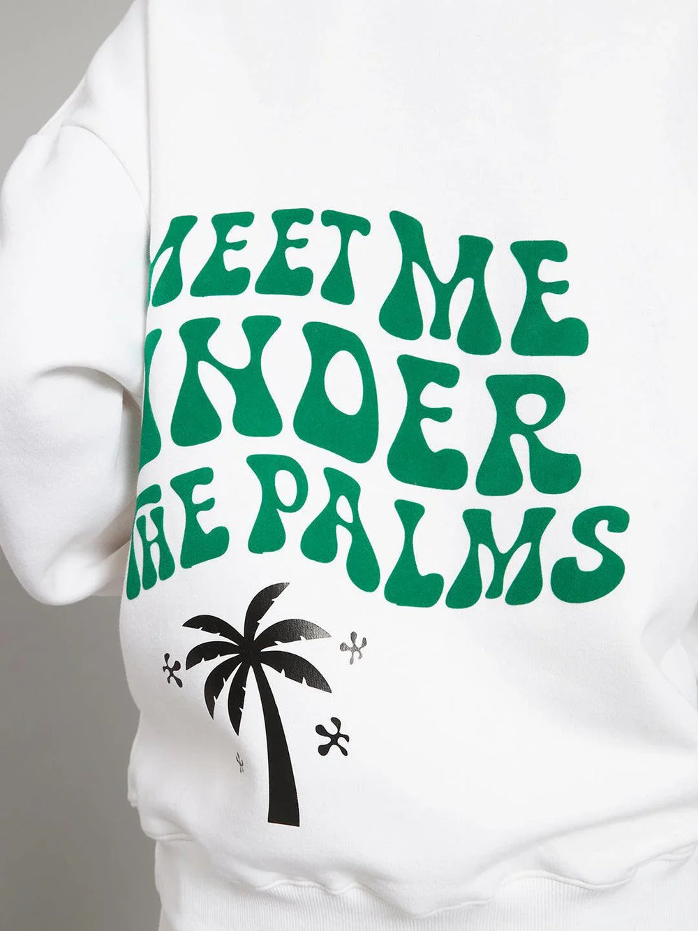 Griffel Women's White Meet Me Under the Palms Tree Oversized Fleece Hoodie Sweatshirt - griffel