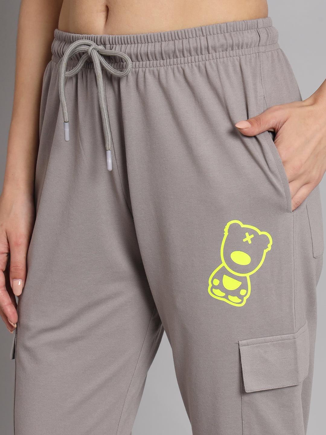 Griffel Women’s Front Teddy Logo 6 Pocket Steel Grey Cotton Matty Trackpant