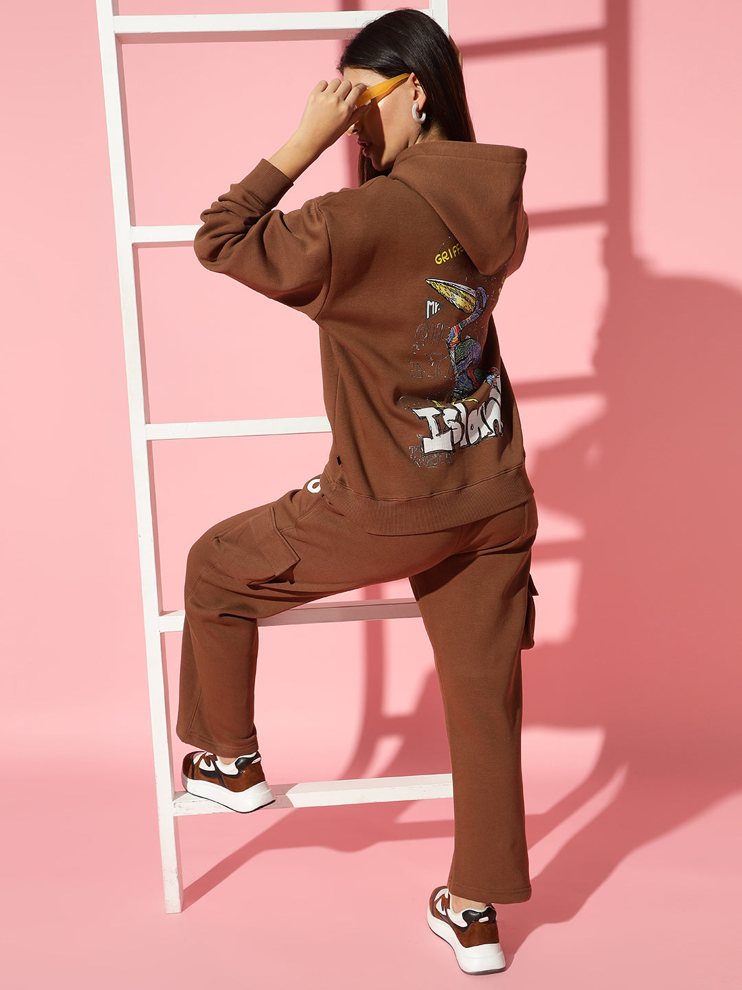 Island Dark brown Oversized Round Neck Tracksuit