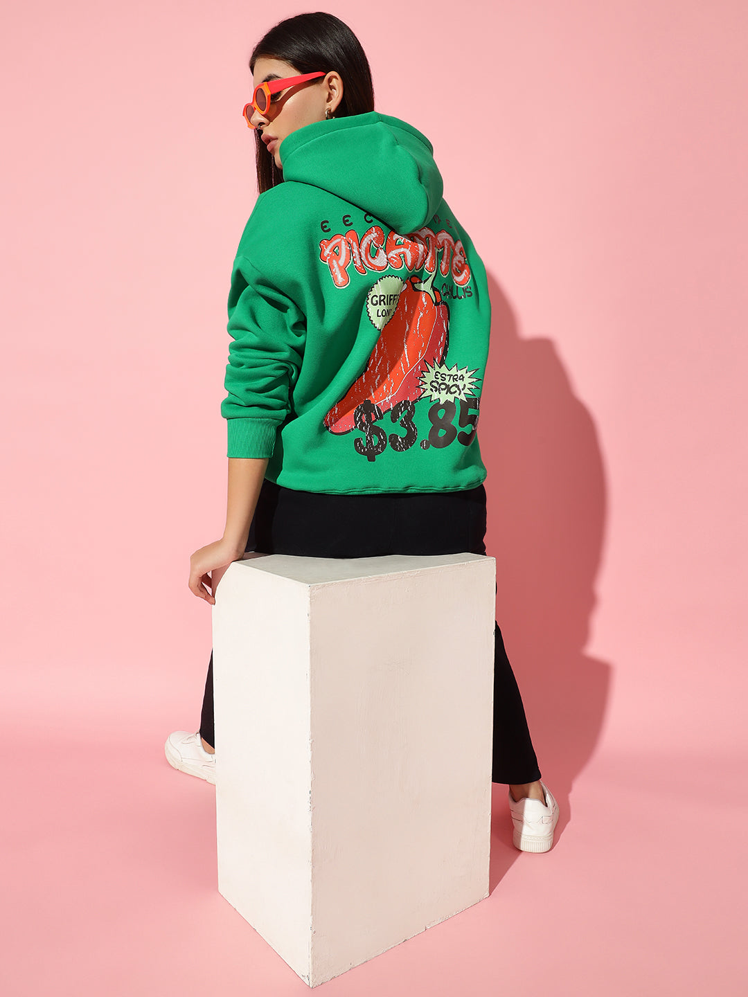 Chilli green Oversized Round Neck Tracksuit