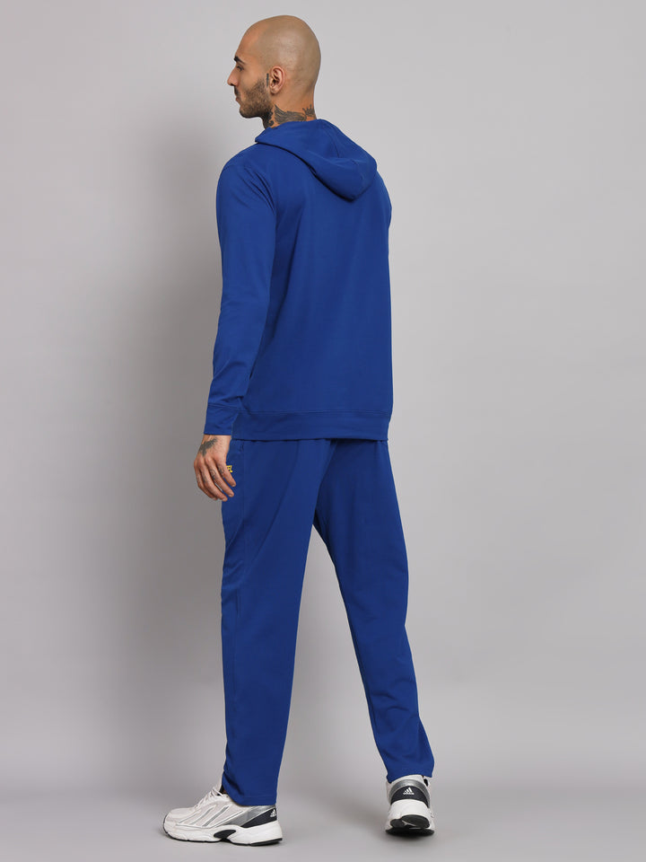 Griffel Men's Pre Winter Front Logo Solid Cotton Basic Hoodie and Joggers Full set Royal Tracksuit