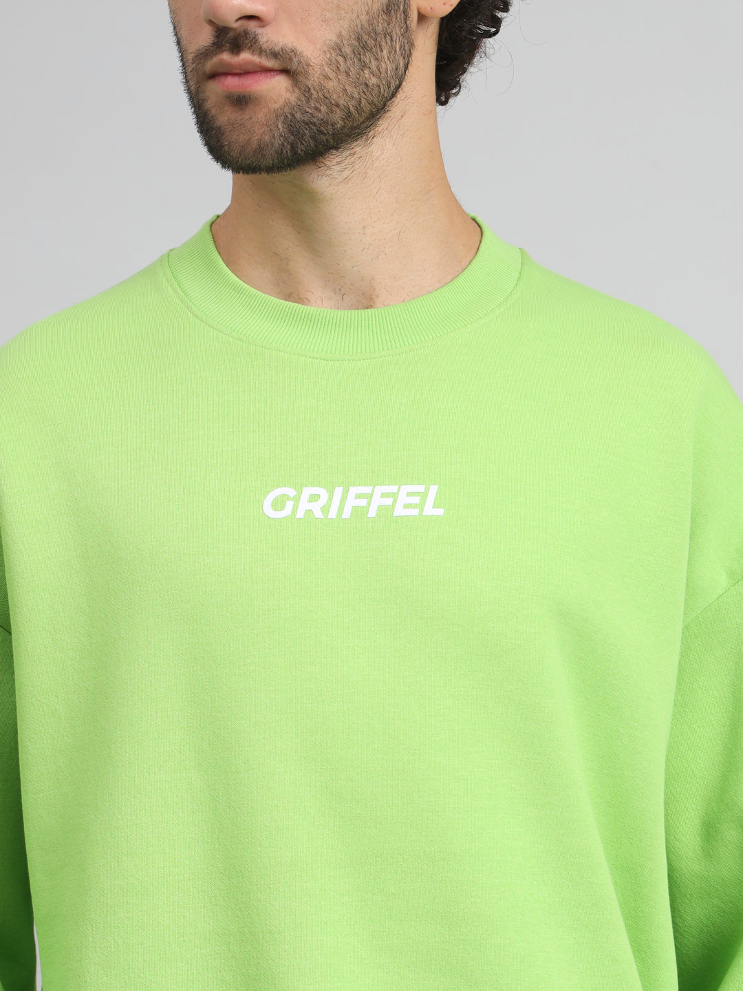 Griffel Men Oversized Fit Basic Round Neck 100% Cotton Fleece Tracksuit - griffel