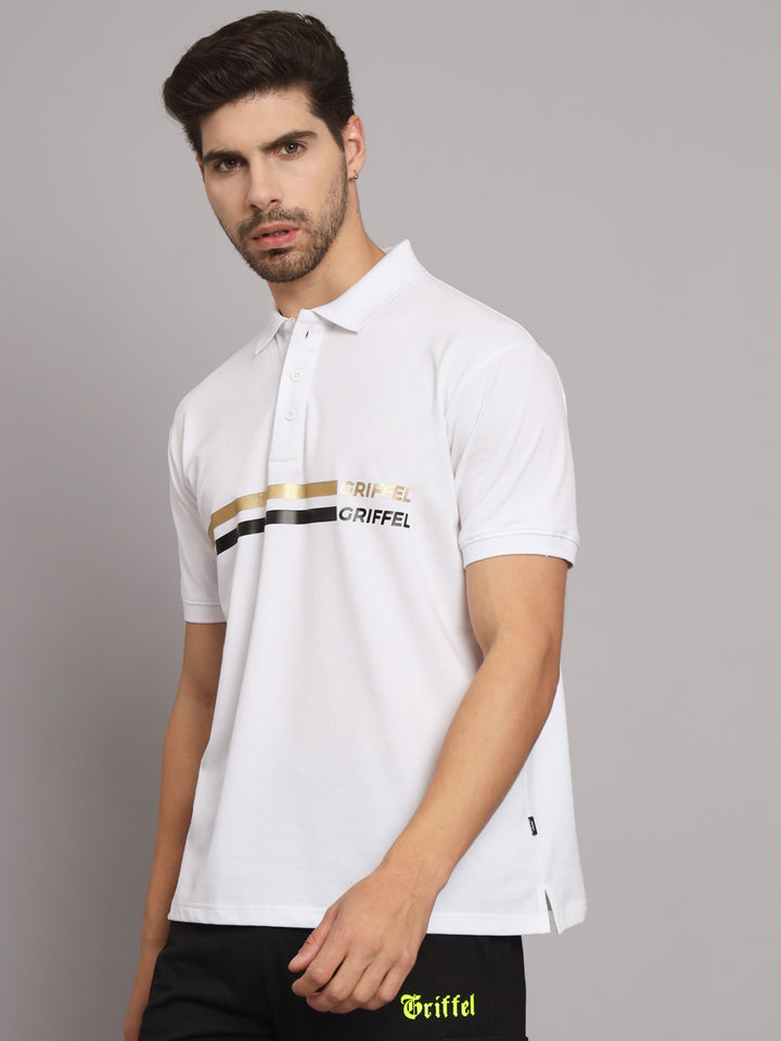 GRIFFEL Men's White Cotton Polo T-shirt - griffel