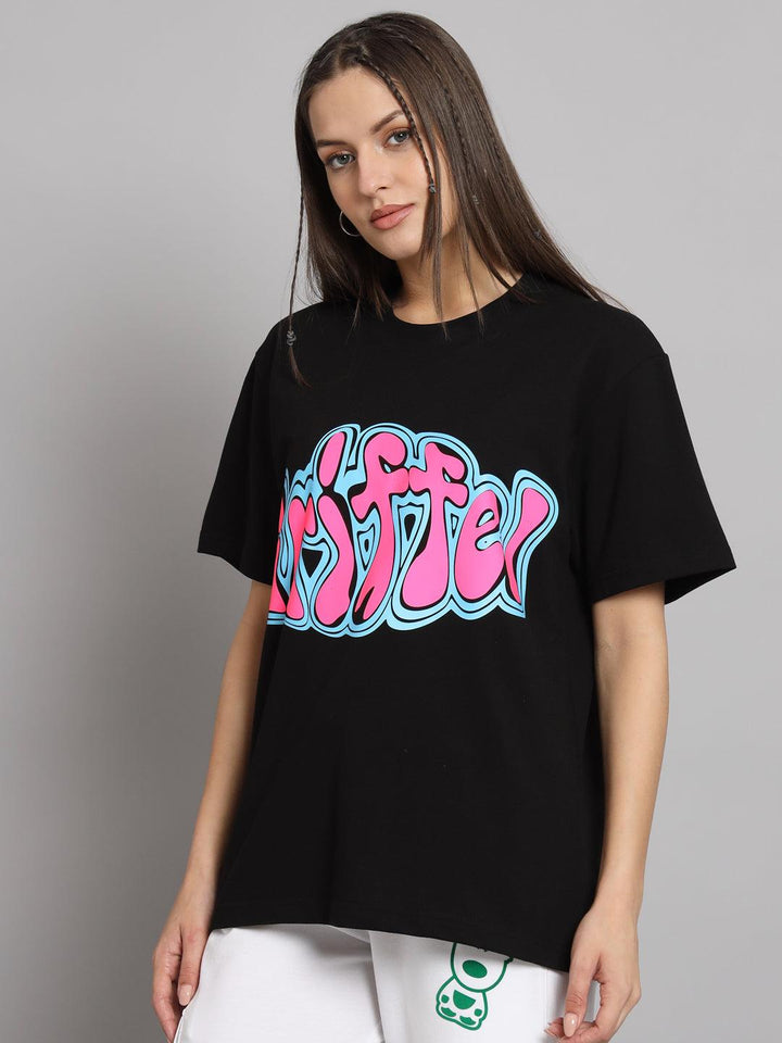 GRIFFEL Women GRIFFEL CANDY Printed Loose fit Black T-shirt - griffel