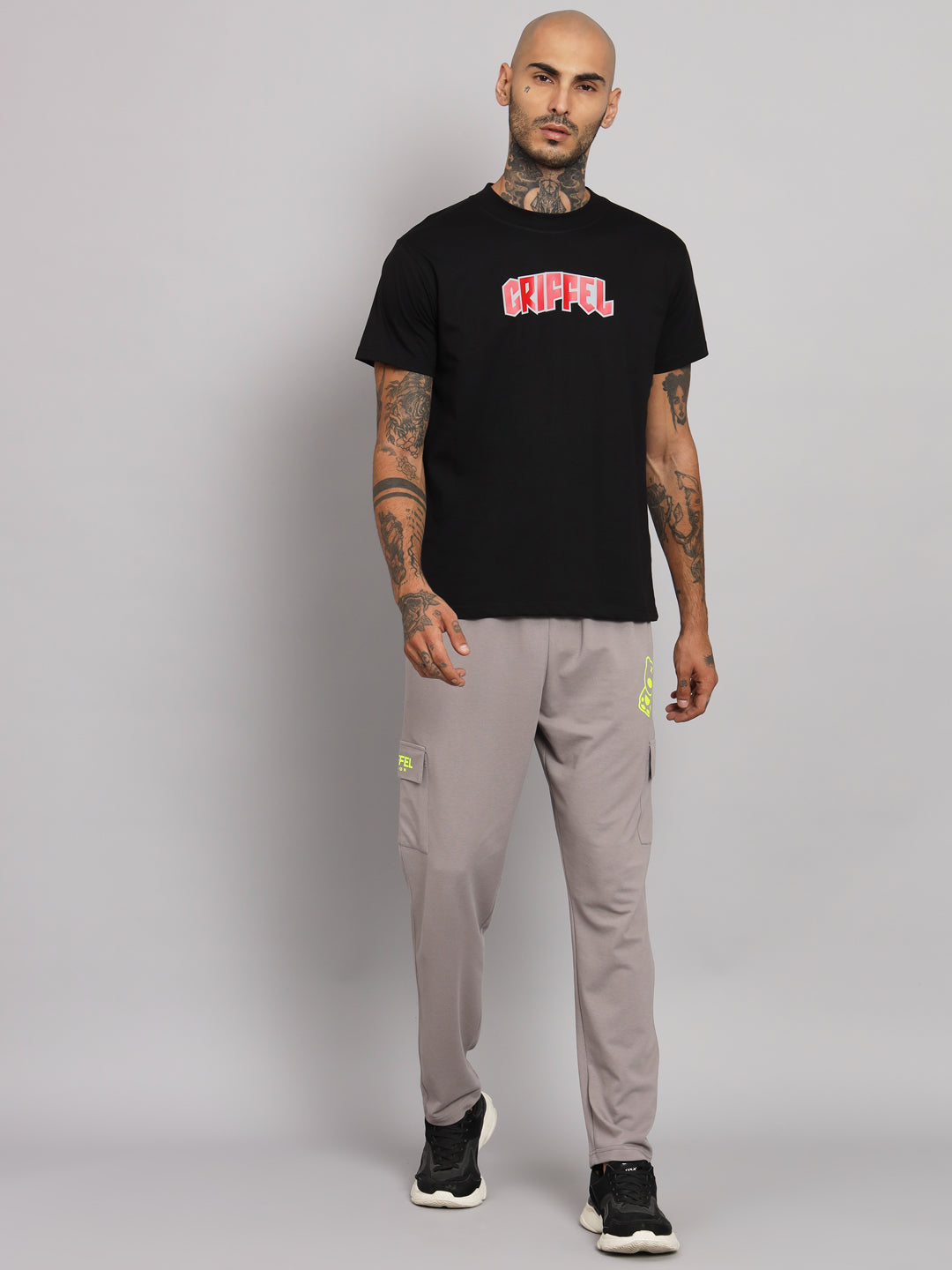GRIFFEL Men Printed Reflective SMOKEWORK Black Regular fit Cotton T-shirt - griffel